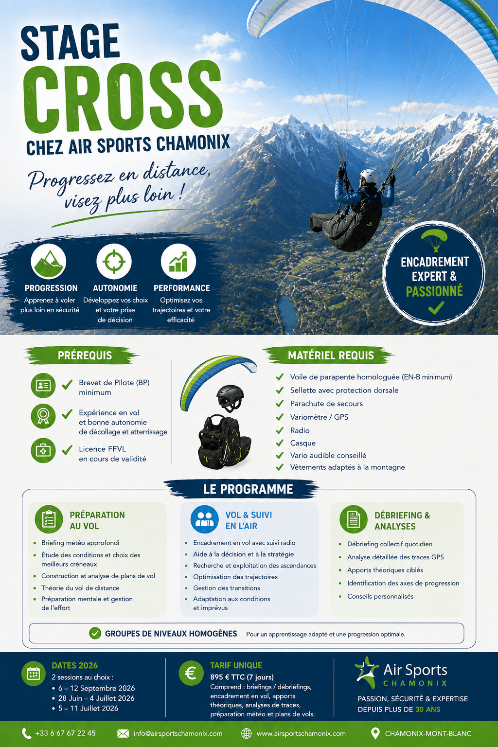 stage cross QBi parapente biplace